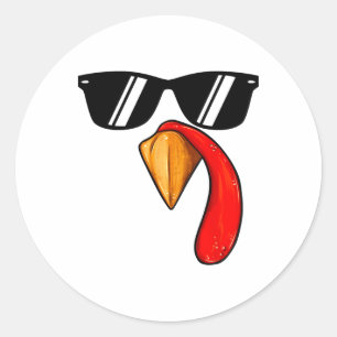 Sticker Rond Mignonne Turquie Face Garçon Thanksgiving Costume 