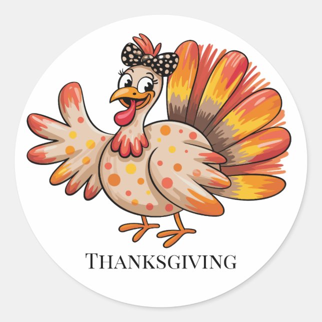 Sticker Rond Mignonne Turquie Thanksgiving (Devant)