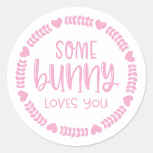 Sticker Rond Mignonne Un Lapin T'Aime