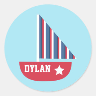 Sticker Rond Mignonne Voilier Nautique Pour Petits Voiliers