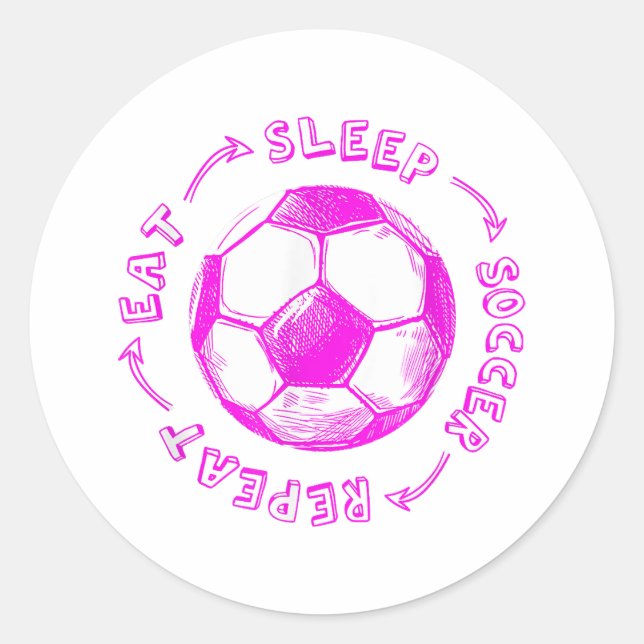 Sticker Rond Mignonnes Filles Mangent Sleep Soccer Répéter - Jo (Devant)