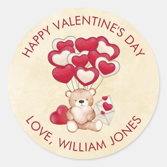 Sticker Rond Mignonnes Valentines Jour camarades de classe Cowo (Devant)