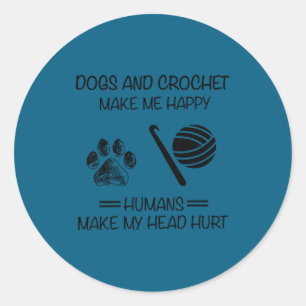 Sticker Rond Mignons chiens en crochet qui rendent les humains