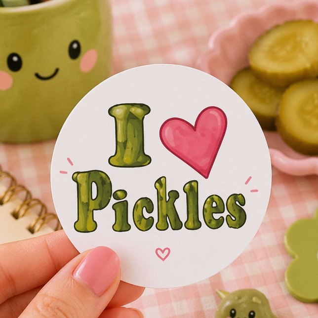Sticker Rond Mignons Cornichons Je T'aime (Créateur téléchargé)