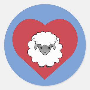Sticker Rond Mignons de caricatures avec coeur en Arrière - pl