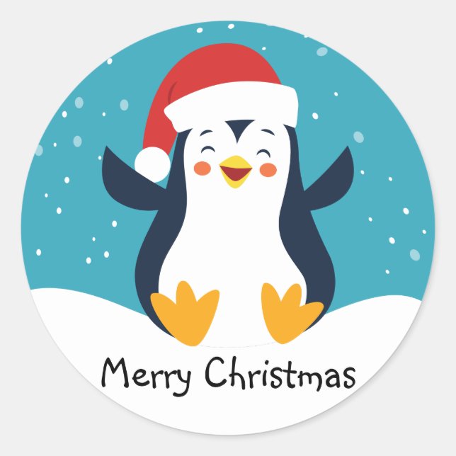 Sticker Rond Mignons enveloppes de Noël en pingouin (Devant)
