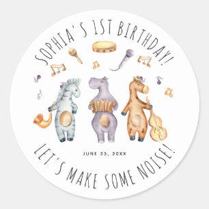 Sticker Rond Mignons Faisons Du Bruit Animaux Africains Anniver