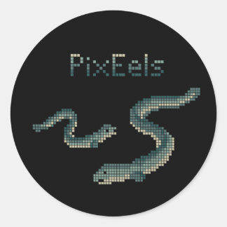 Sticker Rond Mignons "PixEels" Anguilles Pixelisées Graphique