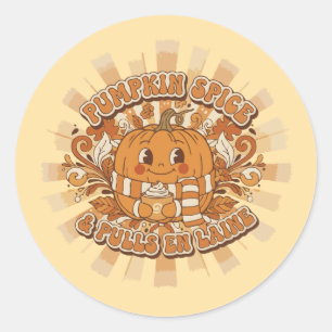 Sticker Rond Mignons pulls en laine et épices de citrouille Rét