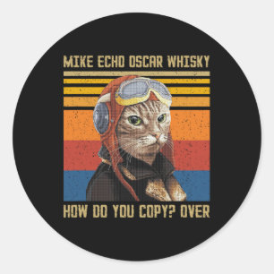 Sticker Rond Mike Echo Oscar Whisky Comment Copier - Vintage C