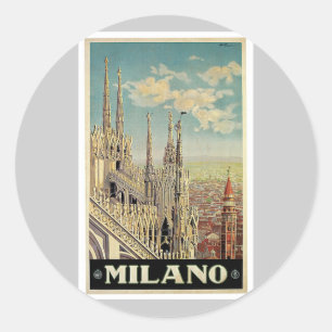 Sticker Rond Milano Milan Italie Vintage voyage