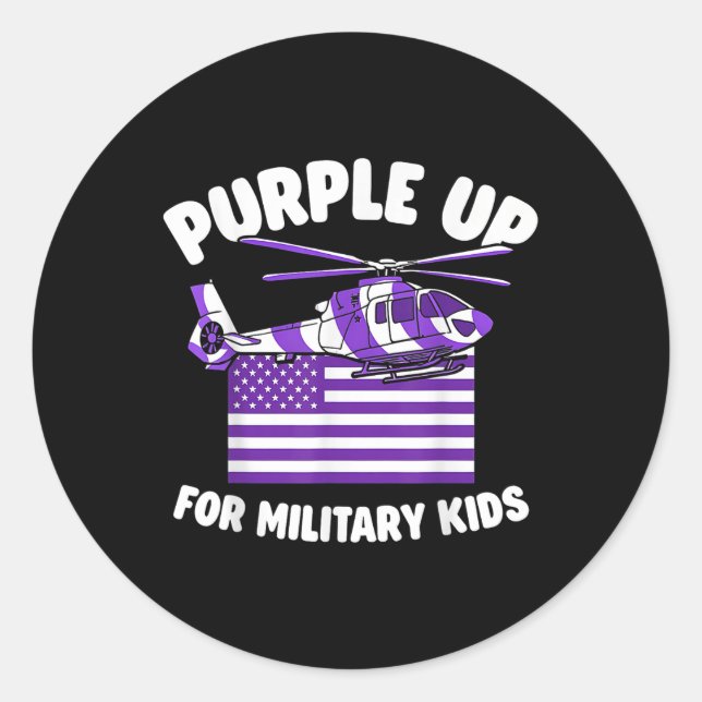 Sticker Rond Militaire Mois Purple Pour Les Enfants Militaires  (Devant)