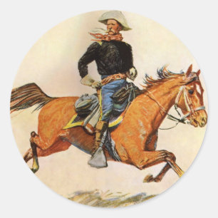 Sticker Rond Militaire Vintage, Un Officier de Cavalerie par Re