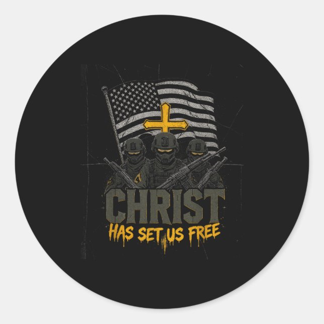 Sticker Rond Military Christian Design Soldier Army Prayer Fait (Devant)