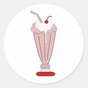 Sticker Rond Milkshake à la fraise