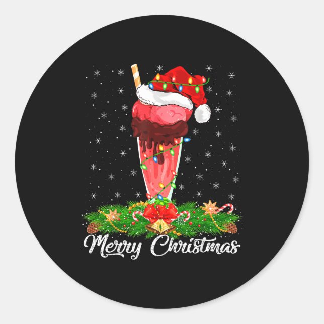 Sticker Rond Milkshake Lover Matching Santa Hat Milkshake Chris (Devant)