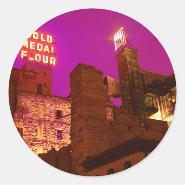 Sticker Rond Mill City la nuit (Devant)