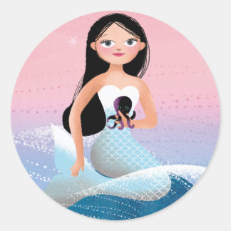 Sticker Rond Milla, illustration de la sirène
