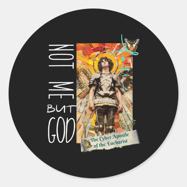 Sticker Rond Millennial Saint The Eucharist Not Me God  (Devant)