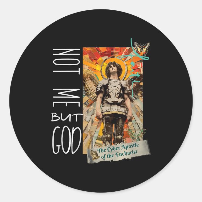 Sticker Rond Millennial Saint The Eucharist Not Me God Premium  (Devant)