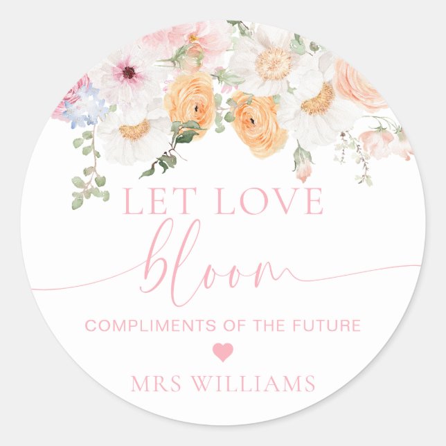 Sticker Rond Millie Floral Laissez Love Bloom Favoriser (Devant)