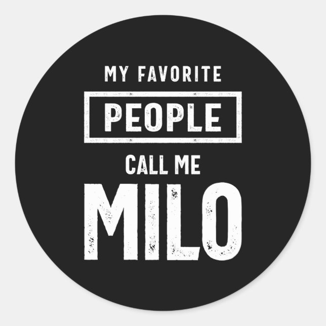 Sticker Rond Milo Nom personnalisé Anniversaire Cadeau (Devant)
