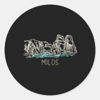 Sticker Rond Milos Grèce main tiré