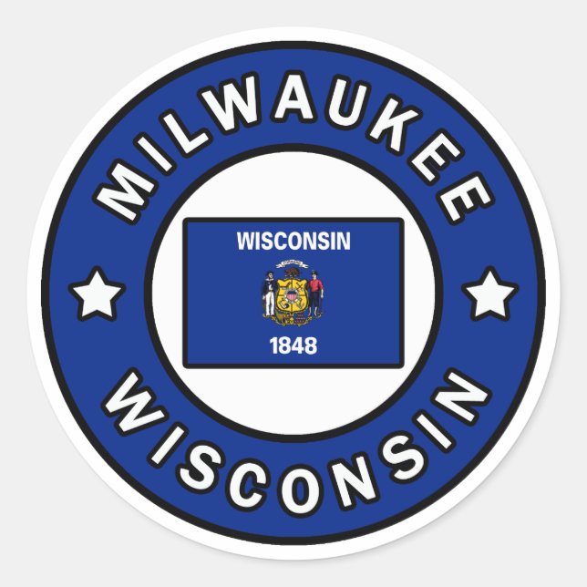 Sticker Rond Milwaukee Wisconsin (Devant)