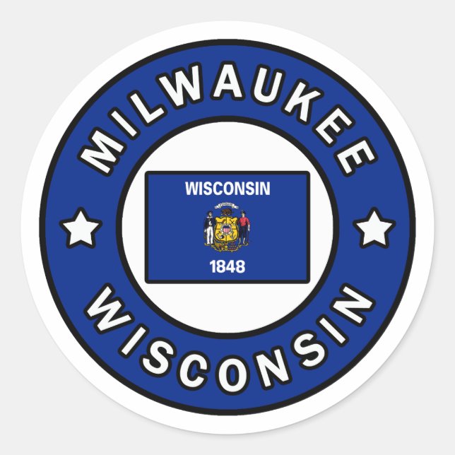 Sticker Rond Milwaukee Wisconsin (Devant)