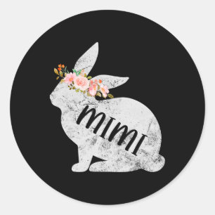 Sticker Rond Mimi Bunny Matching Famille Lapin Floral Lapin Eas