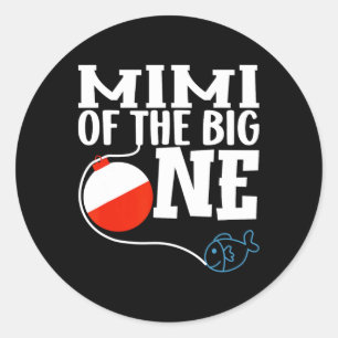 Sticker Rond Mimi du grand garçon de pêche numéro un Premier an