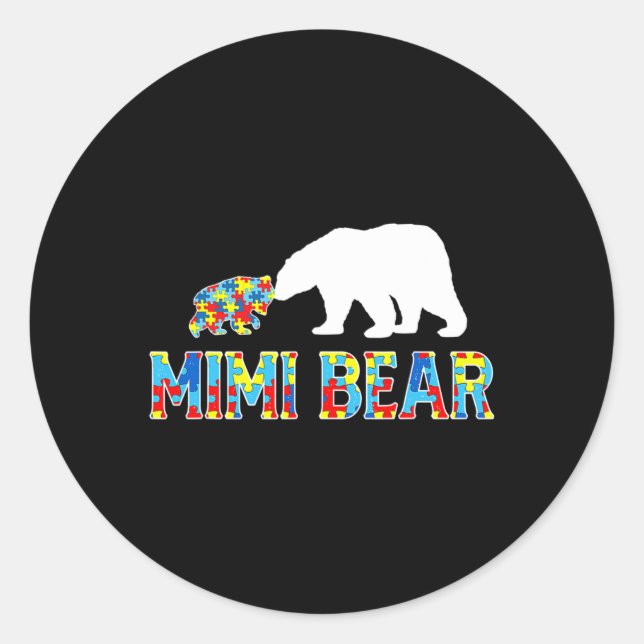 Sticker Rond Mimi Ours Puzzle de sensibilisation à l'autisme So (Devant)