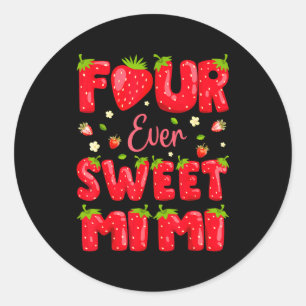 Sticker Rond Mimi Strawberry Berry 4ème anniversaire pour toujo