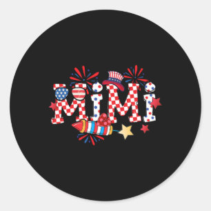 Sticker Rond Mimi Sungles Drapeau Usa Feux D'artifice Patriotiq