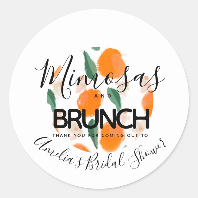 Sticker Rond Mimosa Brunch Fête des mariées tirée main (Devant)
