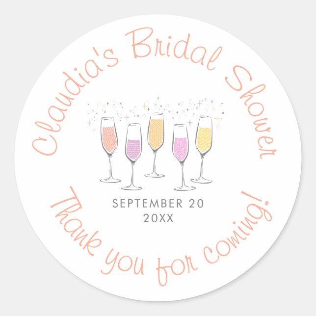 Sticker Rond Mimosa Champagne Bellini Baby Shower de mariage (Devant)