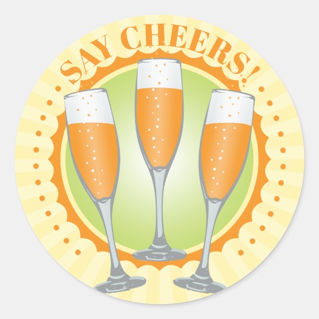 Sticker Rond Mimosa Champagne Orange (Devant)