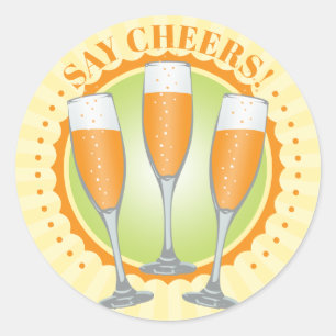 Sticker Rond Mimosa Champagne Orange