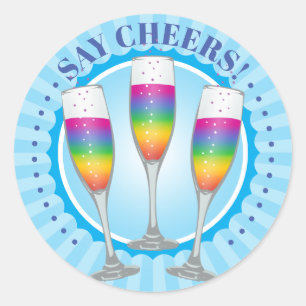 Sticker rond Mimosa Rainbow Champagne Glasses