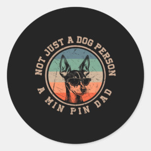 Sticker Rond Min Pin Papa Drôle Bernard Dog Papa Fête des pères