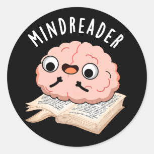 Sticker Rond Mince Reader Funny Brain Pun Dark BG