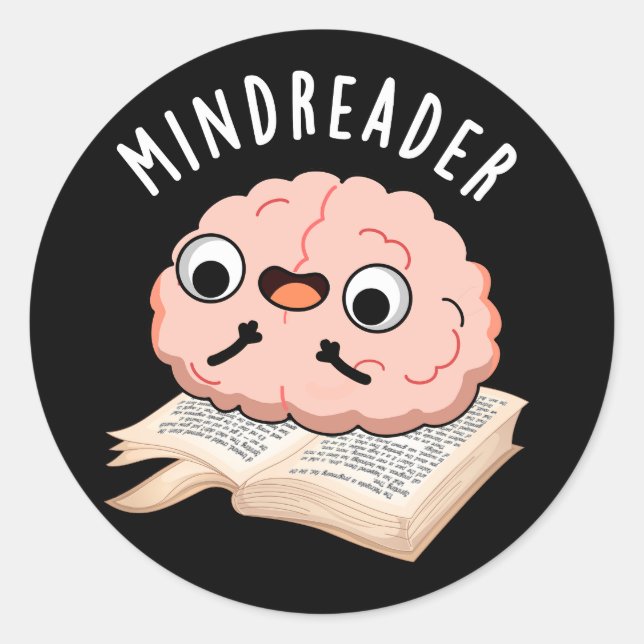 Sticker Rond Mince Reader Funny Brain Pun Dark BG (Devant)