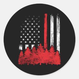 Sticker Rond Mince Red Line American Flag Wildland Firefighter