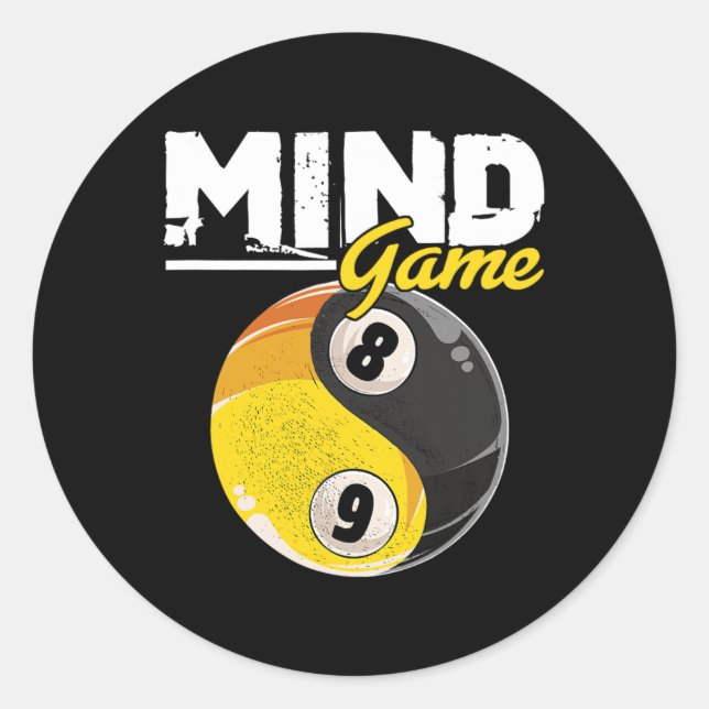 Sticker Rond Mind Game Billard Snooker Cue Stick Pool Billiard (Devant)