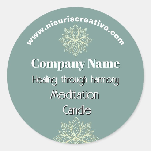 Sticker Rond Mindfulness Wellness Consultant Zen Lotus Turquois (Devant)