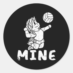 Sticker Rond Mine de volleyball Unicorn Beach Vball