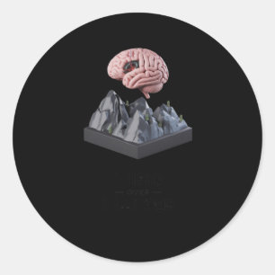 Sticker Rond Mineur Plus 3D Cerveau Et Montagne Poster S