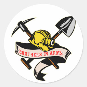 Sticker Rond mineurs de charbon casquette shovel spade pickax m
