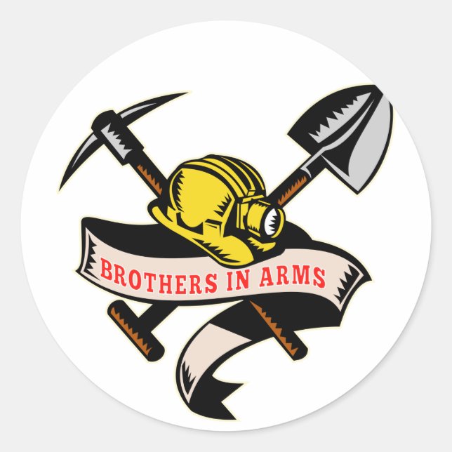 Sticker Rond mineurs de charbon casquette shovel spade pickax m (Devant)
