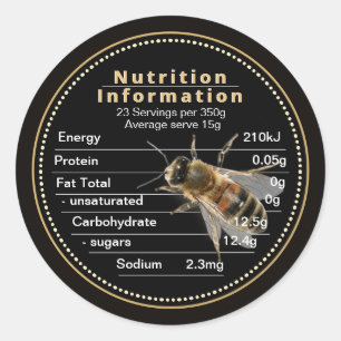 Sticker Rond Mini AU Honey Nutrition Information Bee 350g